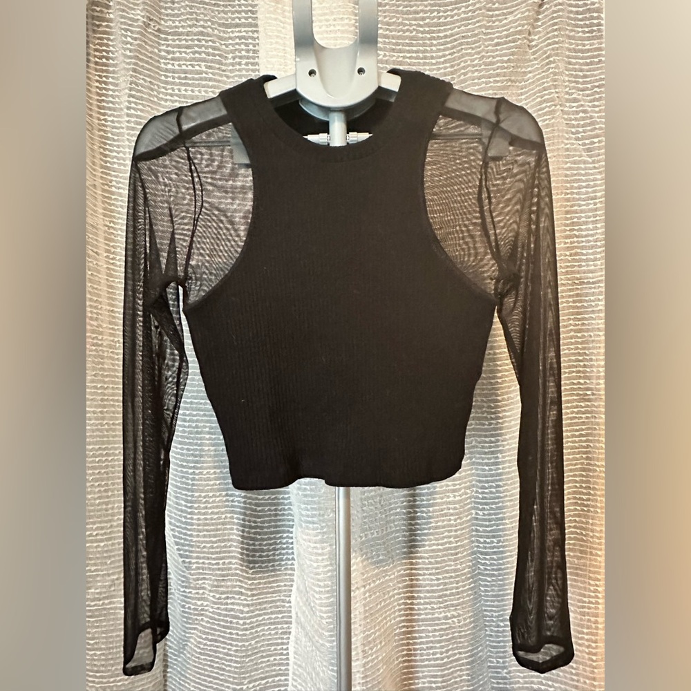 Zara Black Long Sleeve Cut Out Bodysuit